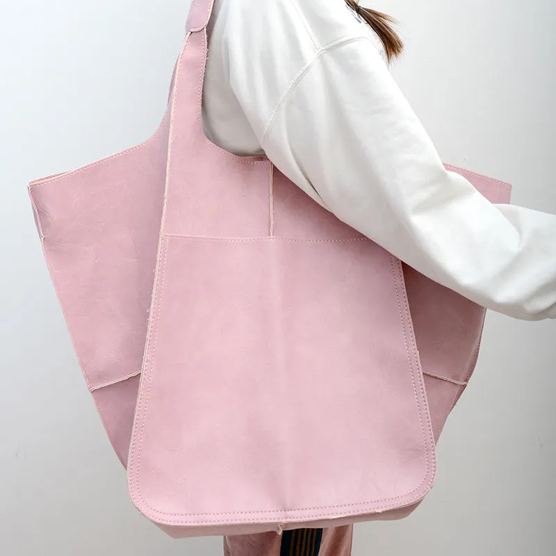 Rretro Big Tote Bag, Solid Color Large-capacity Zipper Shoulder Tote Bags, Multifunction Handbags