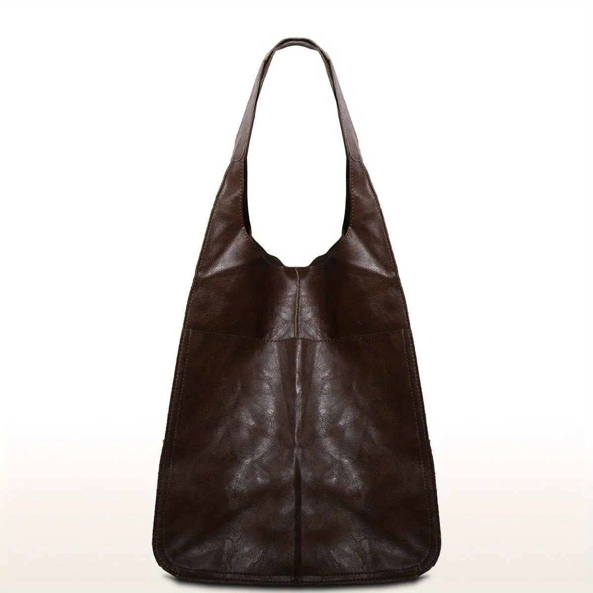 Rretro Big Tote Bag, Solid Color Large-capacity Zipper Shoulder Tote Bags, Multifunction Handbags
