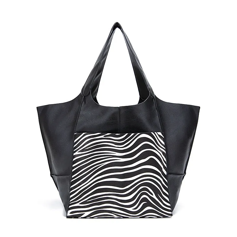 Rretro Big Tote Bag, Solid Color Large-capacity Zipper Shoulder Tote Bags, Multifunction Handbags