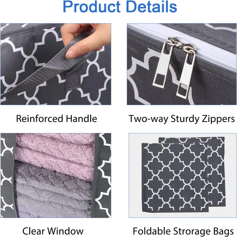 Rynx | Multi Pack Large Cape Closet Organization and Storage Containers for Clothes & Blankets