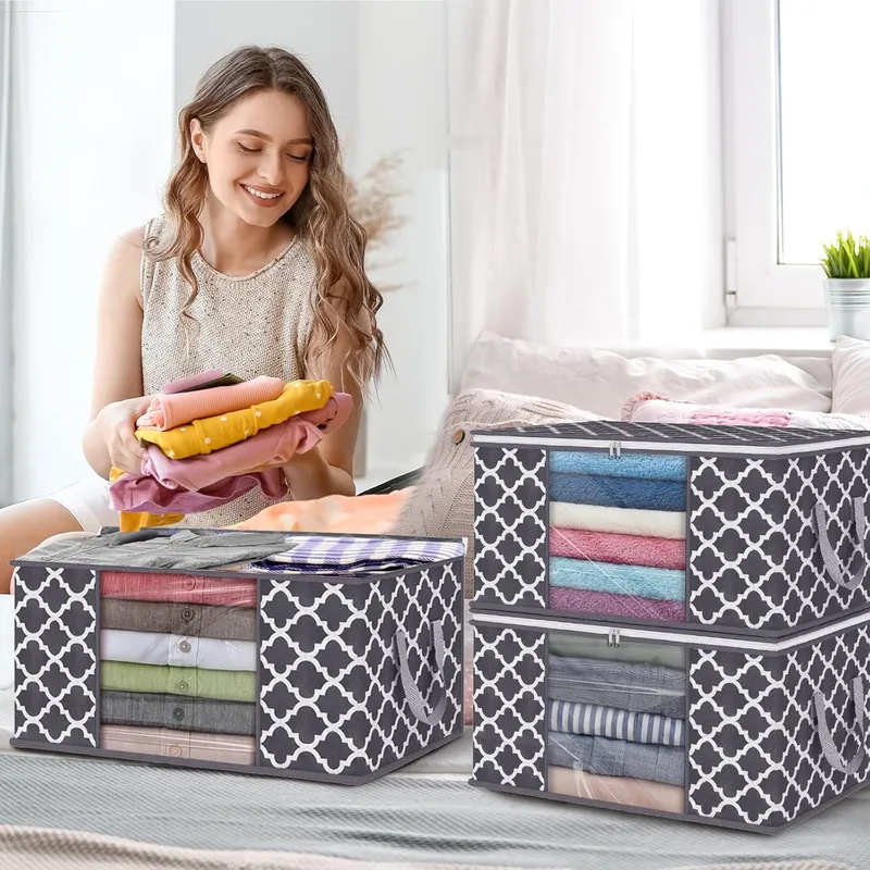 Rynx | Multi Pack Large Cape Closet Organization and Storage Containers for Clothes & Blankets