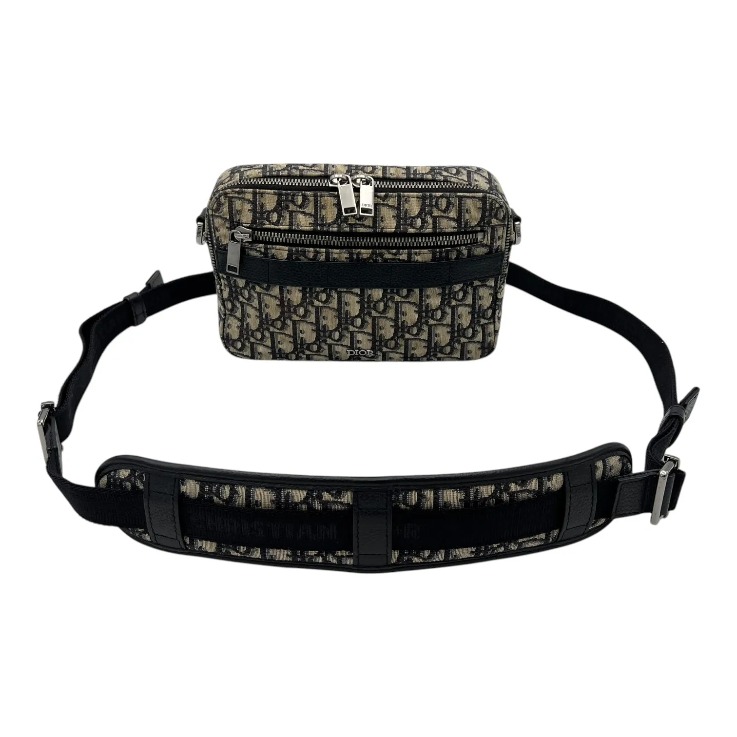 Safari Crossbody Bag Blue in Jacquard, Silver hardware