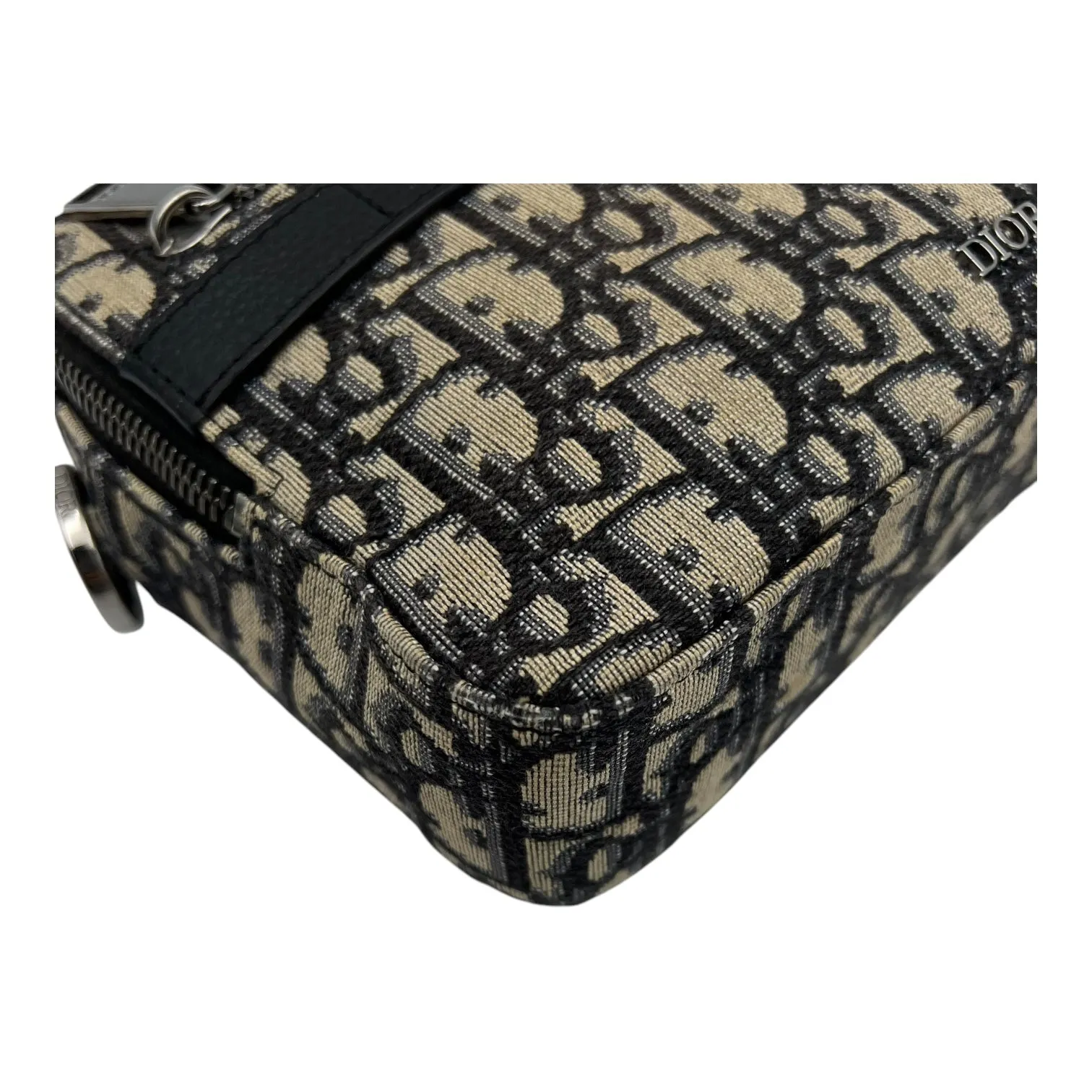 Safari Crossbody Bag Blue in Jacquard, Silver hardware