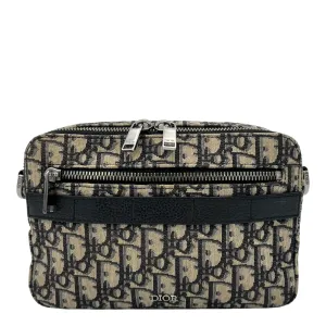 Safari Crossbody Bag Blue in Jacquard, Silver hardware
