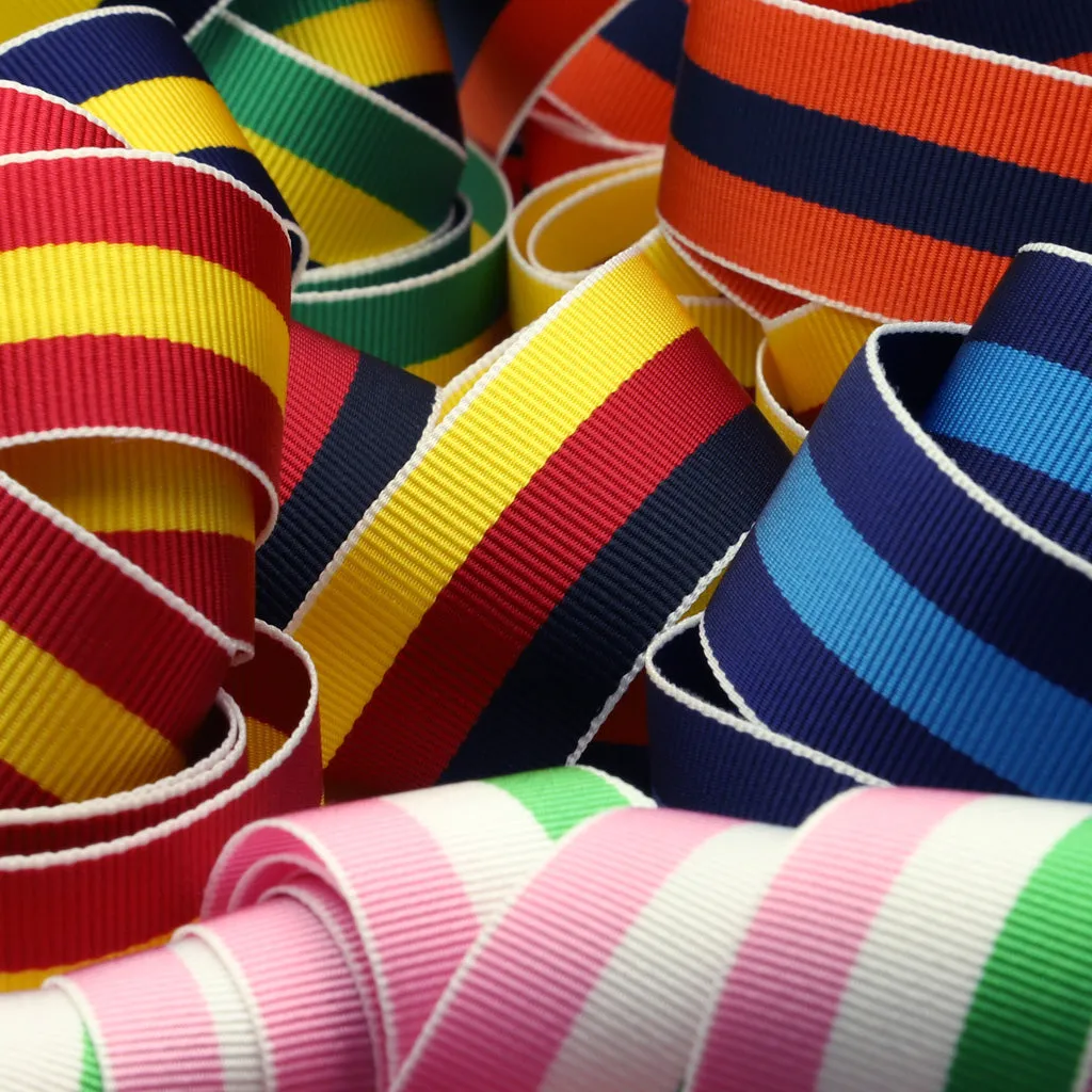 Stripe Grosgrain Ribbon #12 Sax & White
