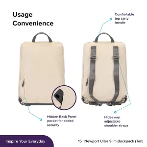 Targus 15” Newport Ultra Slim Backpack - Tan