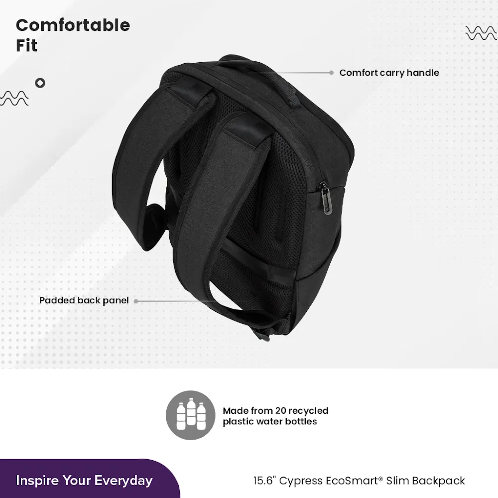 Targus Cypress EcoSmart 15.6" Slim Backpack - Black