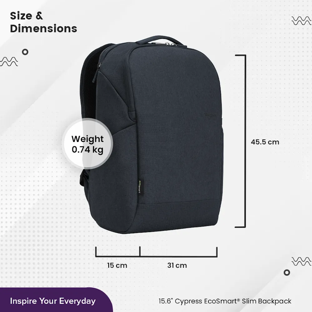 Targus Cypress EcoSmart 15.6" Slim Backpack - Navy