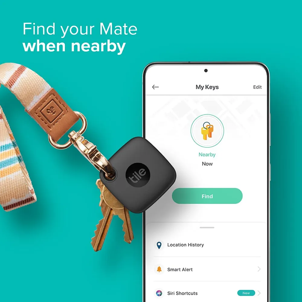 Tile Mate Bluetooth Tracker For Keys - Black, 1 Pack (2022)