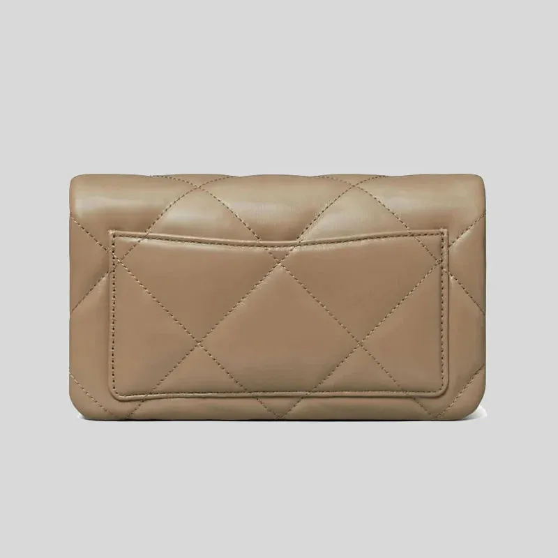 TORY BURCH Kira Diamond Quilt Chain Wallet Taupe Oak RB-158624