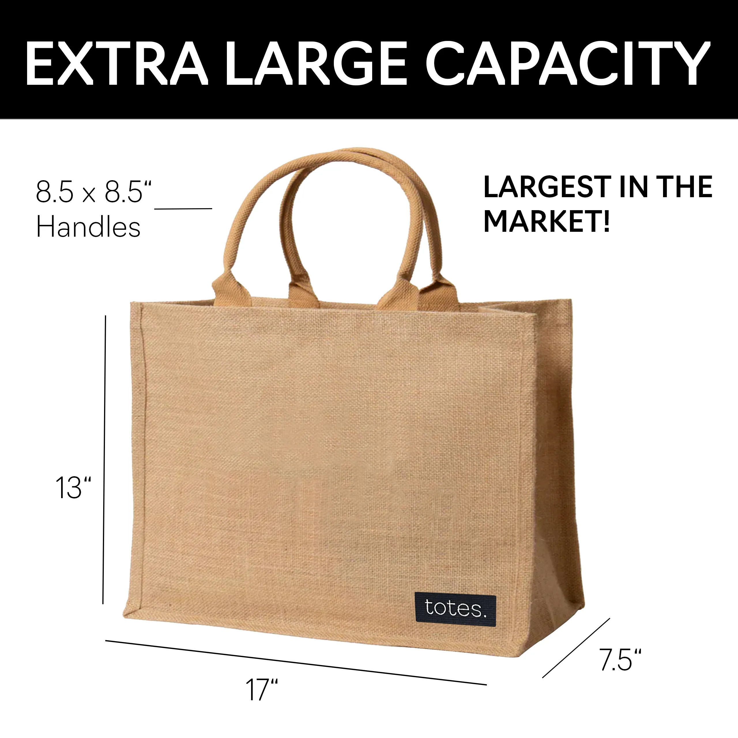 totes. Extra Large Burlap Bag with Handles