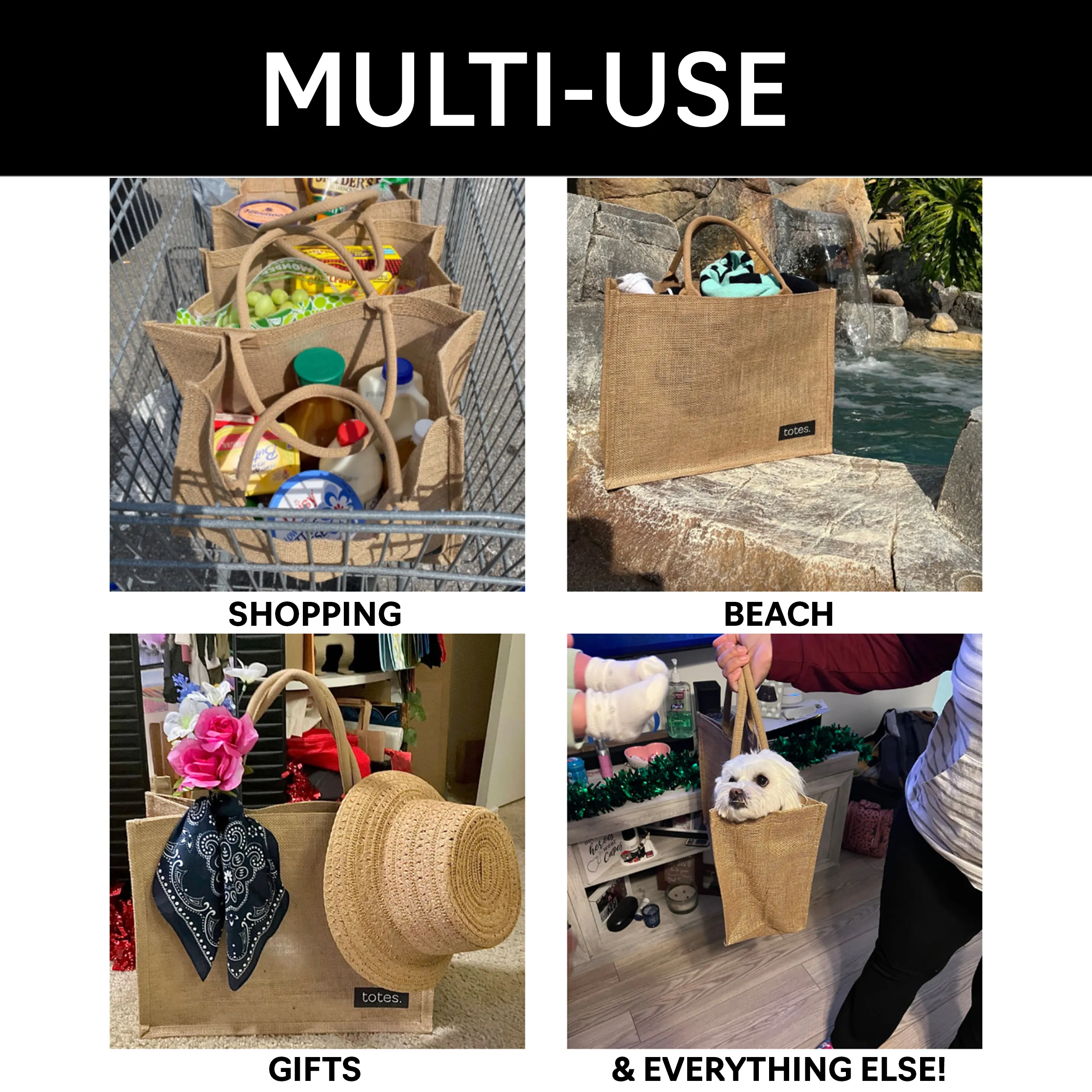 totes. Extra Large Burlap Bag with Handles