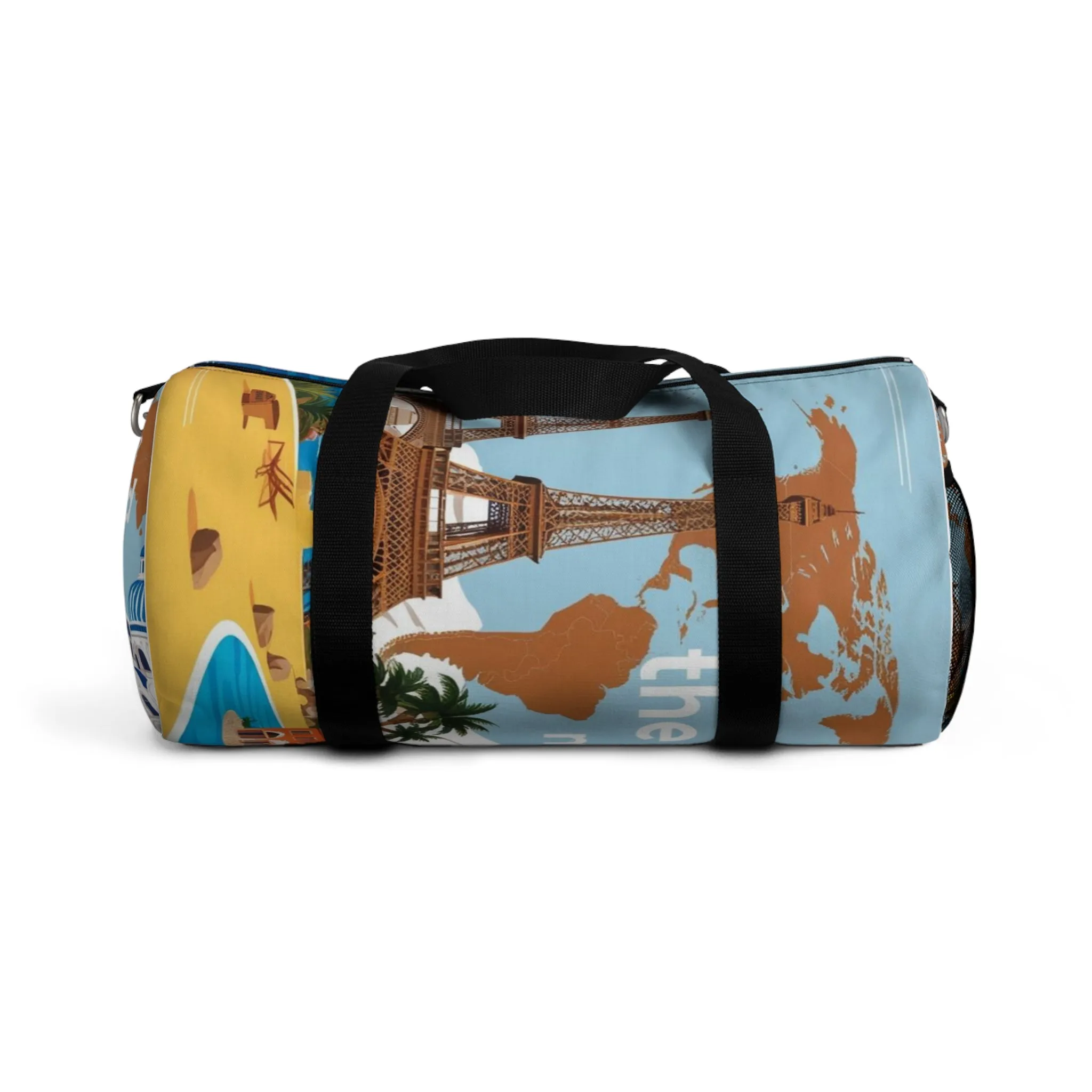 Travel Duffel Bag | World Map & Eiffel Tower Adventure Design