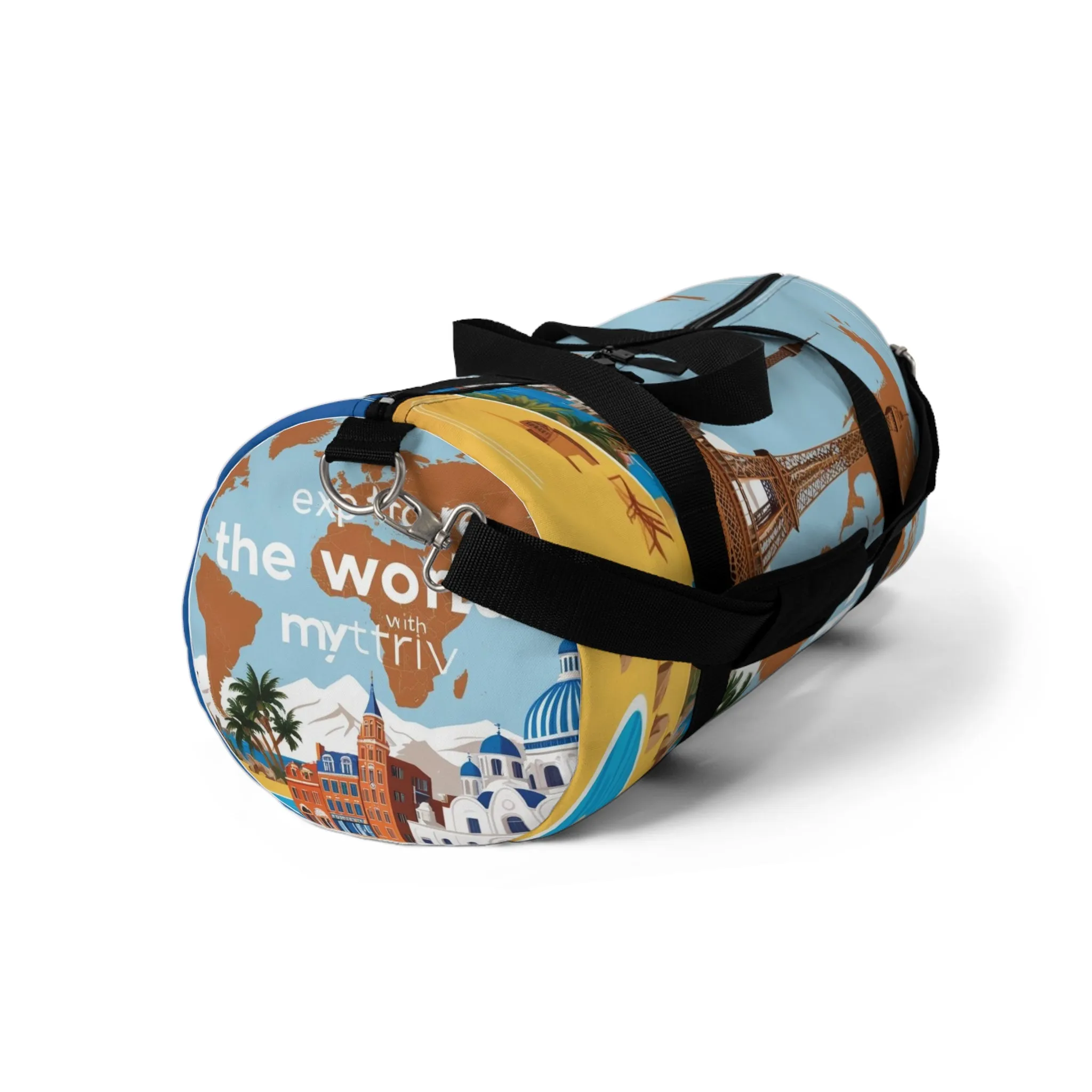 Travel Duffel Bag | World Map & Eiffel Tower Adventure Design