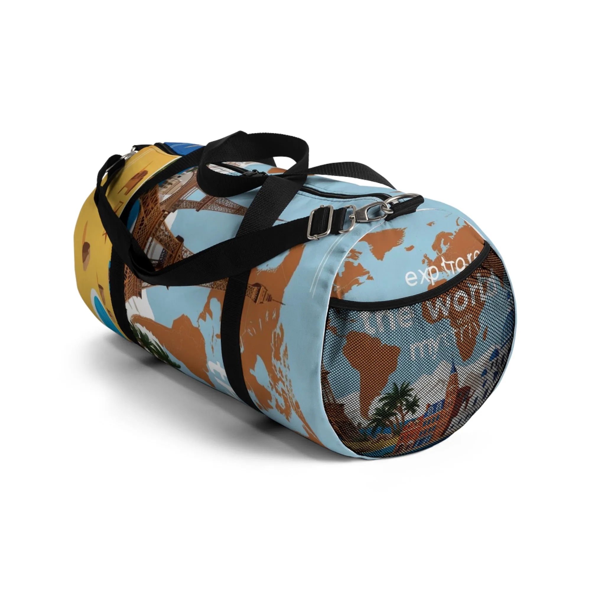 Travel Duffel Bag | World Map & Eiffel Tower Adventure Design