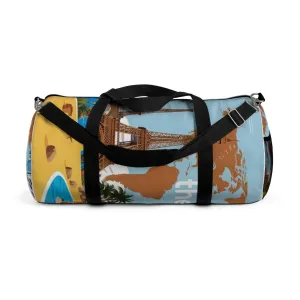 Travel Duffel Bag | World Map & Eiffel Tower Adventure Design