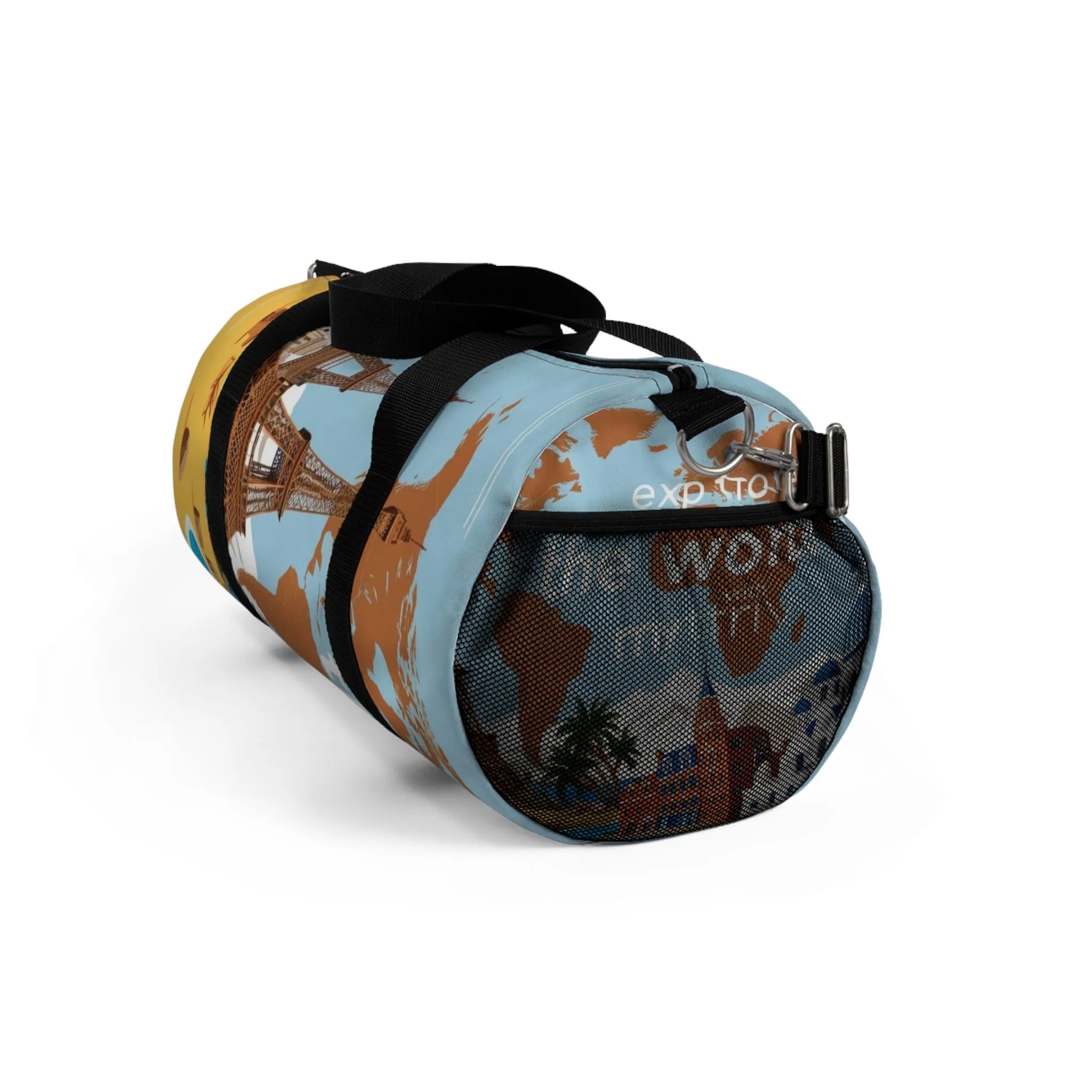 Travel Duffel Bag | World Map & Eiffel Tower Adventure Design