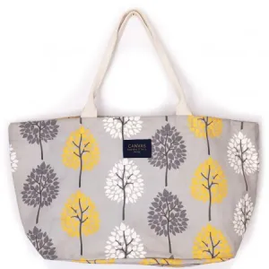 Tree Print Large Tote Bag Grey