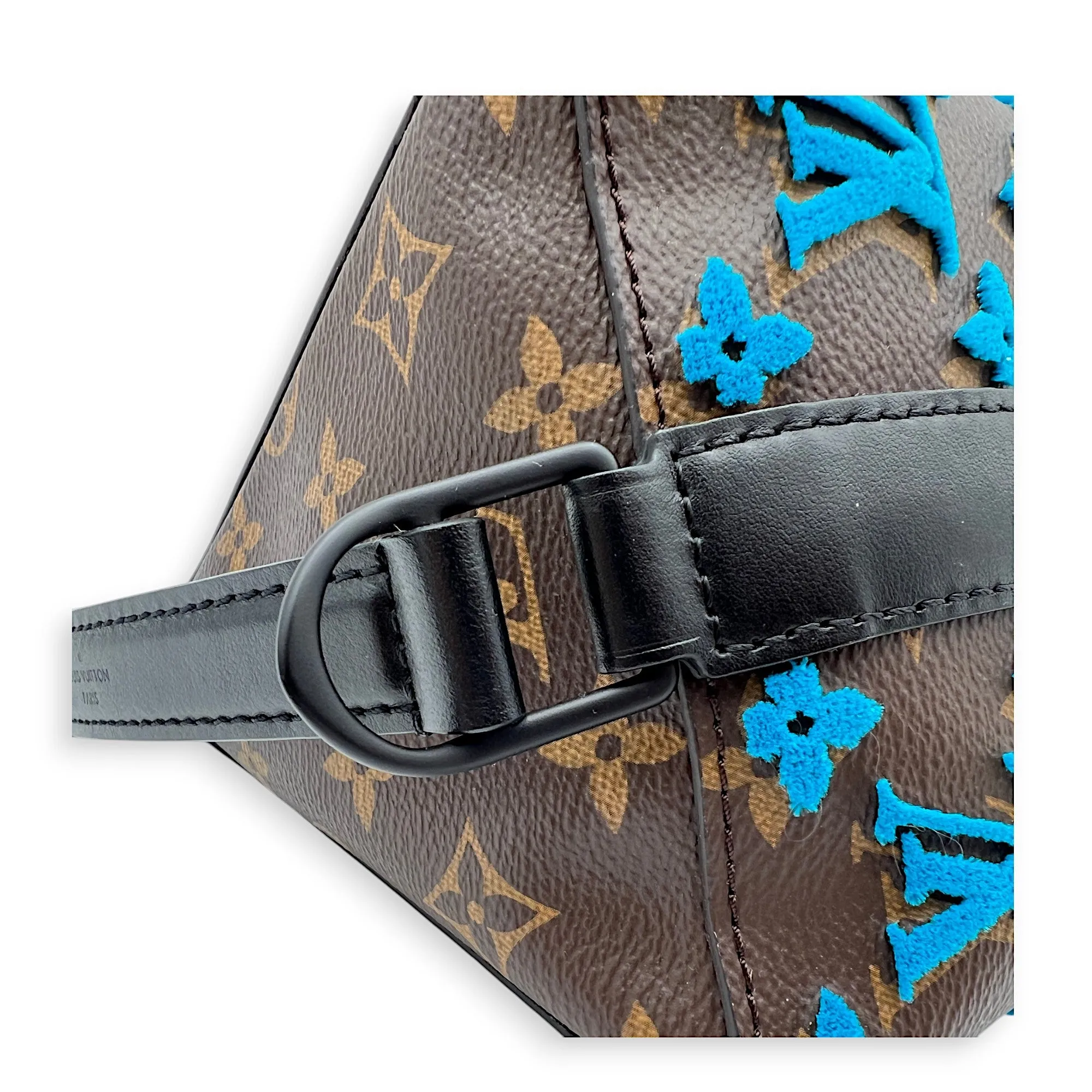 Tuffetage Triangle Brown Messenger Bag in Monogram Coated Canvas, Lacquered Metal hardware