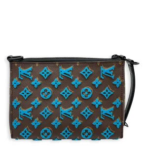 Tuffetage Triangle Brown Messenger Bag in Monogram Coated Canvas, Lacquered Metal hardware