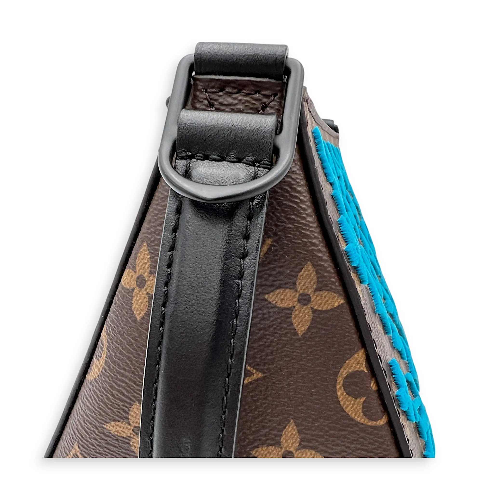 Tuffetage Triangle Brown Messenger Bag in Monogram Coated Canvas, Lacquered Metal hardware