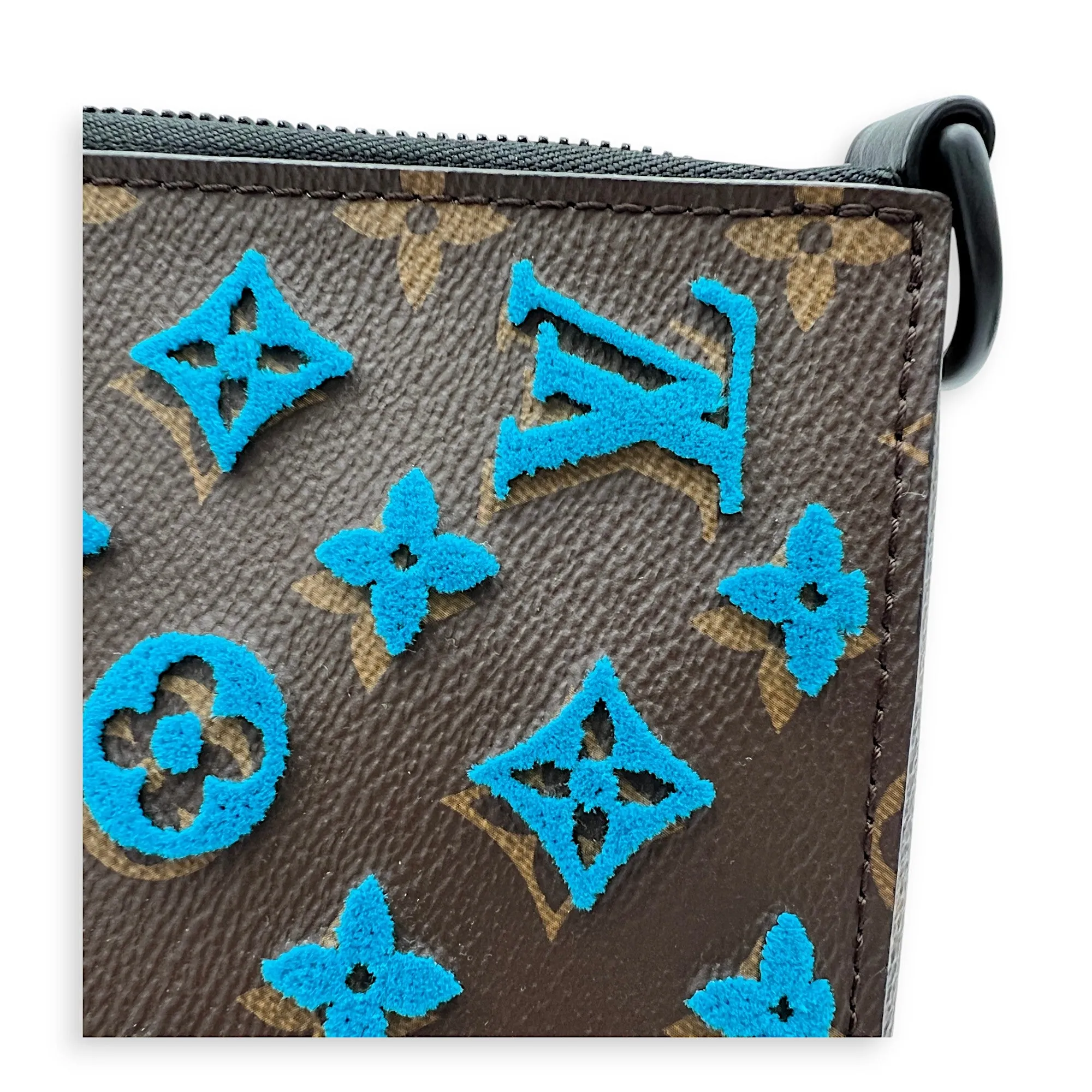 Tuffetage Triangle Brown Messenger Bag in Monogram Coated Canvas, Lacquered Metal hardware