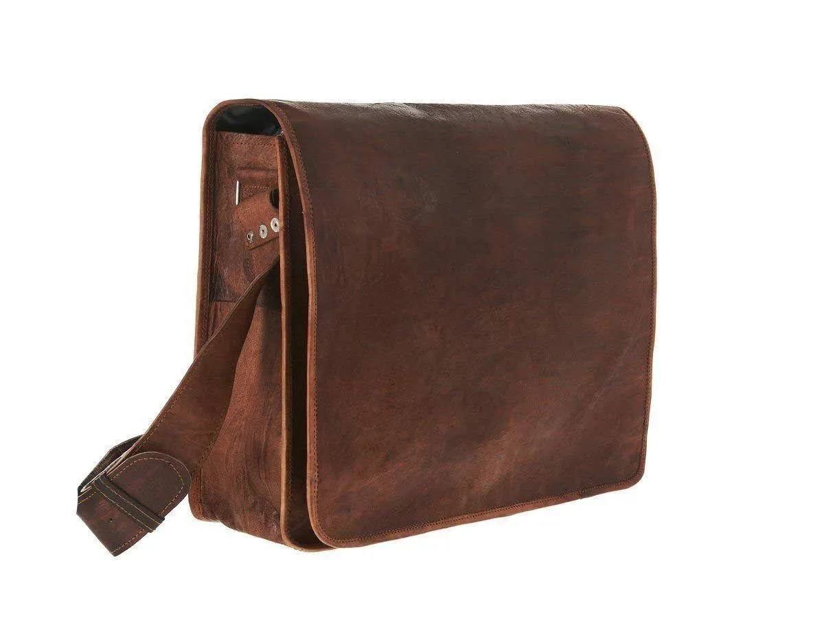 TUZECH Genuine Leather Bag Handmade Vintage Rustic Cross Body Messenger Courier Satchel Bag Gift Men Women Its Laptop