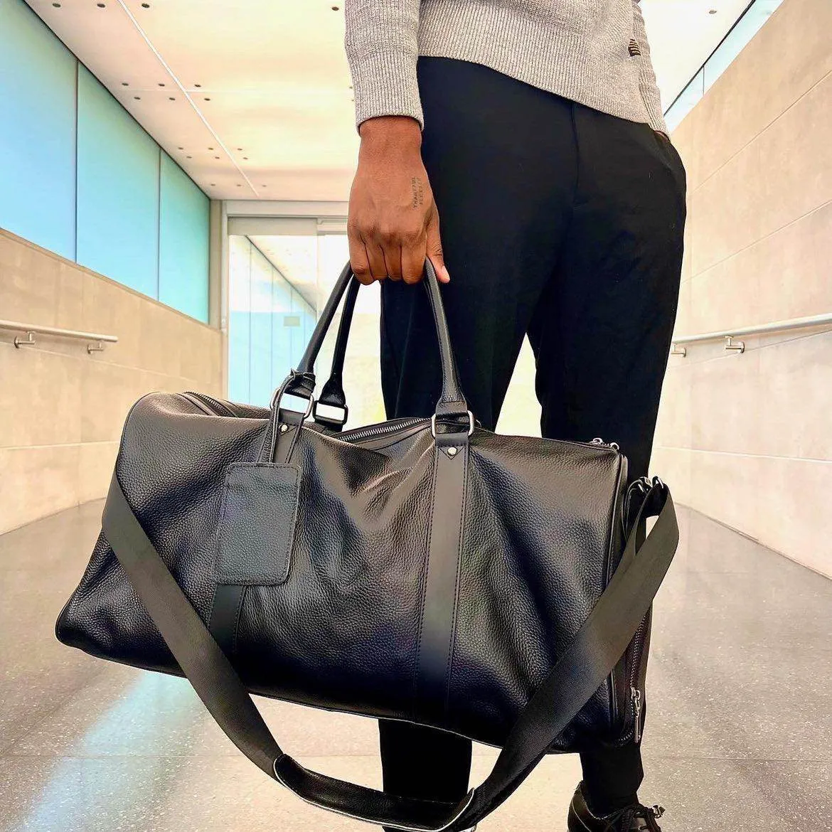 VacationGrabs Leather Overnight Duffel Bag - Stylish Travel