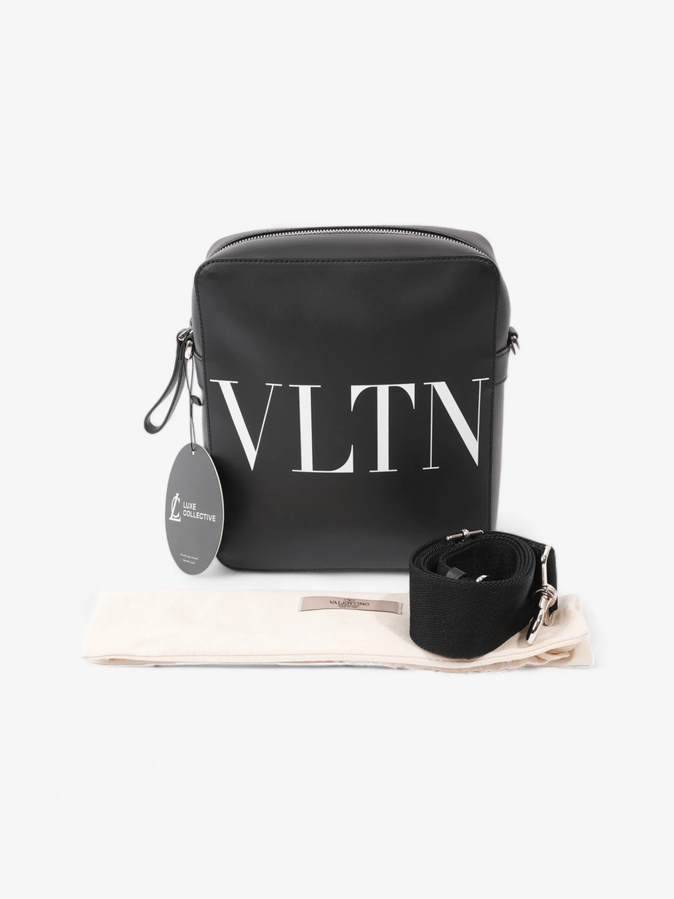 Valentino VLTN Crossbody Bag Black / White Leather Small