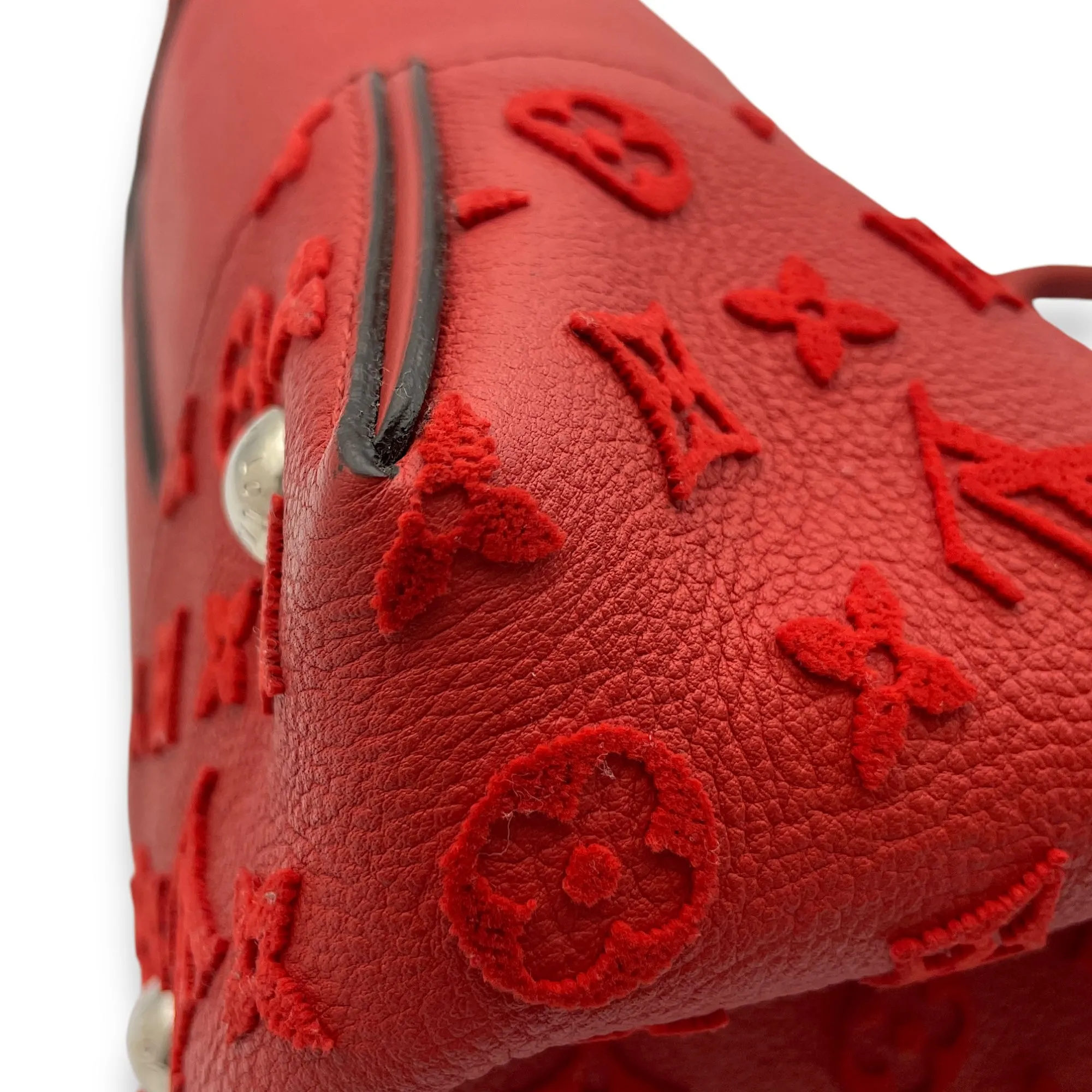 W Red Tote Bag in Calfskin, Palladium hardware