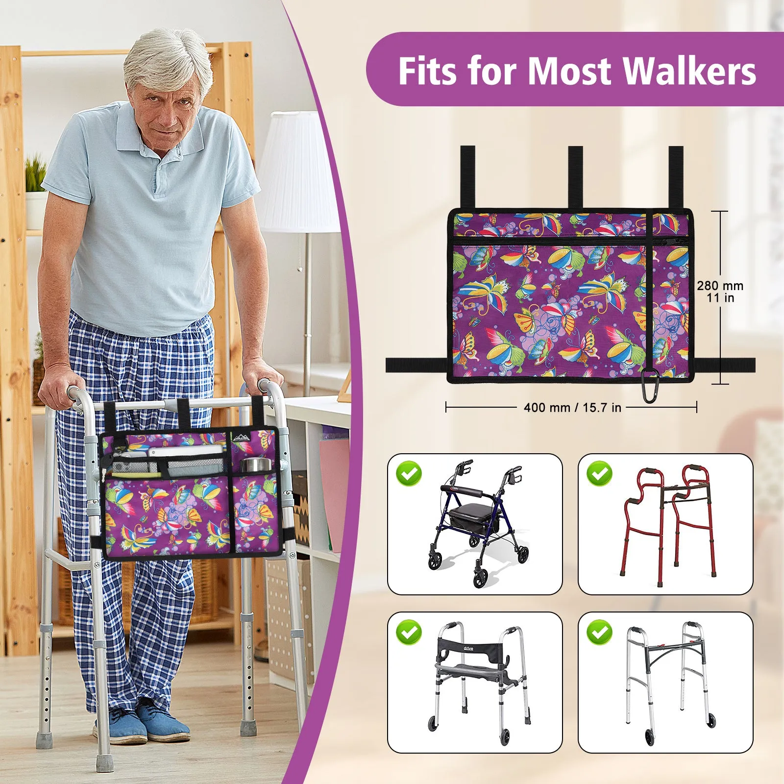 Water-Resistant Folding Walker Bag