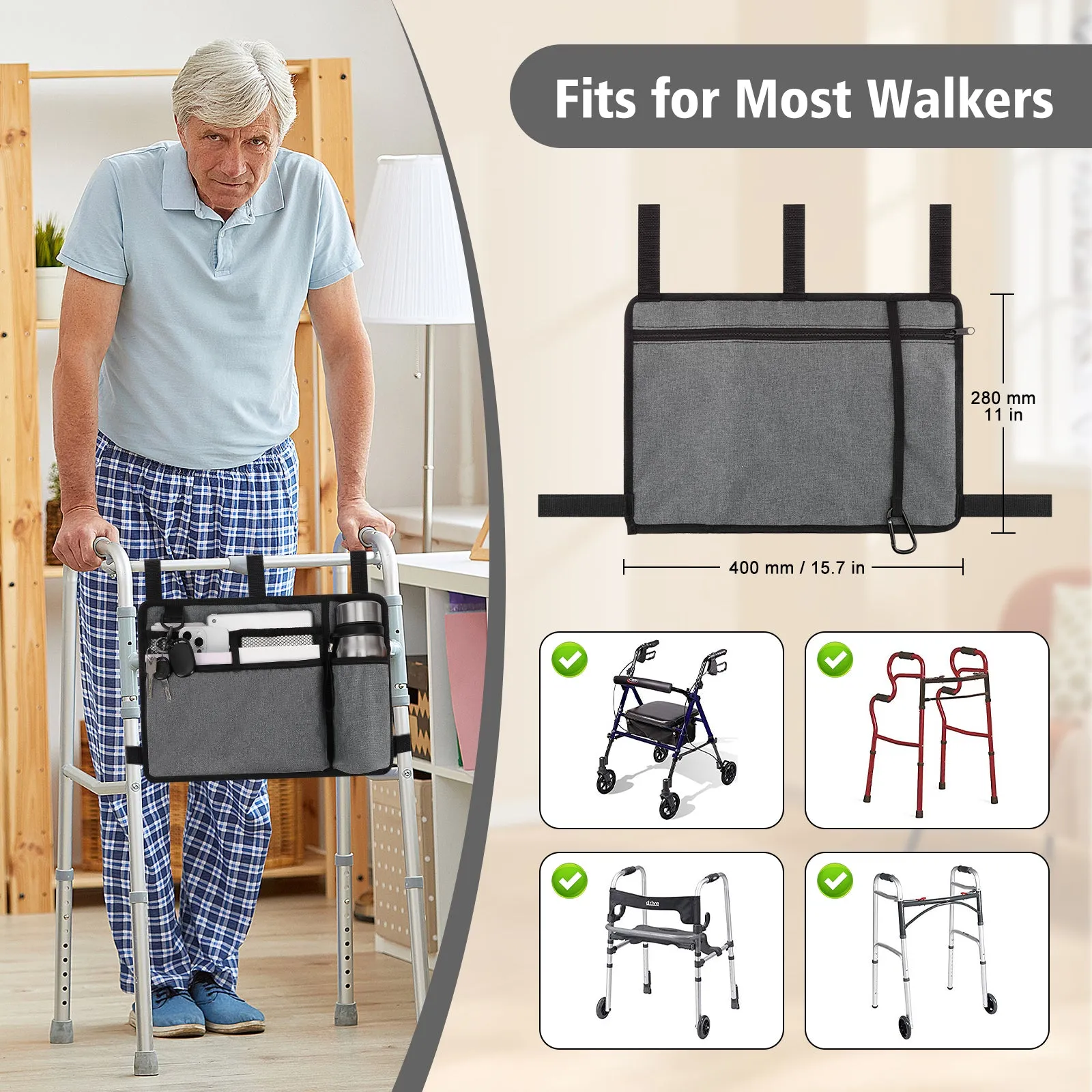 Water-Resistant Folding Walker Bag