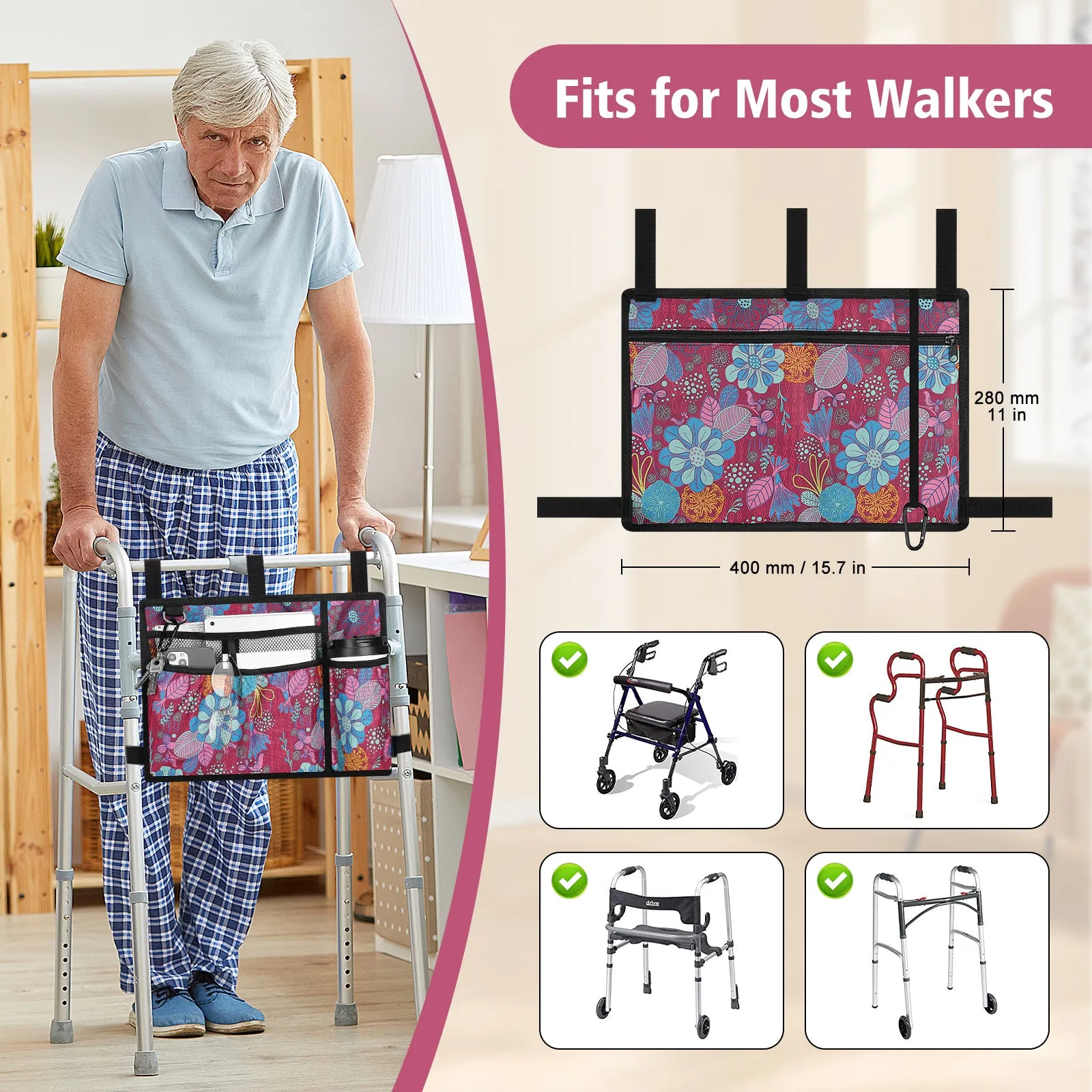 Water-Resistant Folding Walker Bag