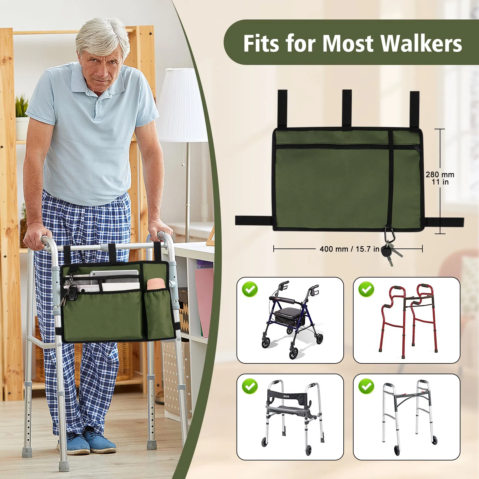 Water-Resistant Folding Walker Bag