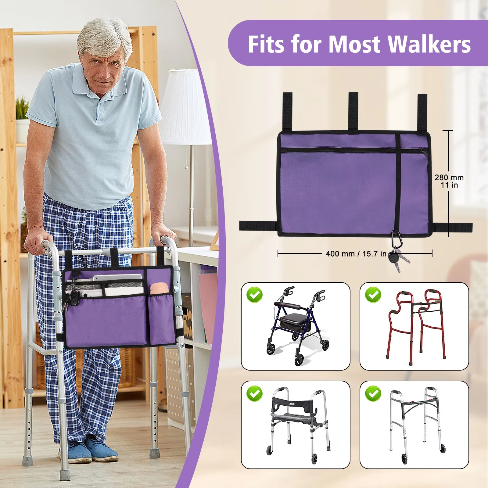 Water-Resistant Folding Walker Bag