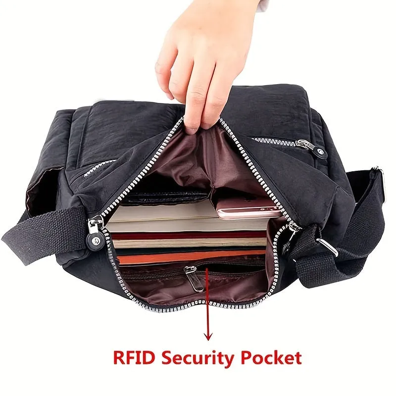 Waterproof Anti Theft Crossbody Bag Durable Nylon Satchel for Men & Women