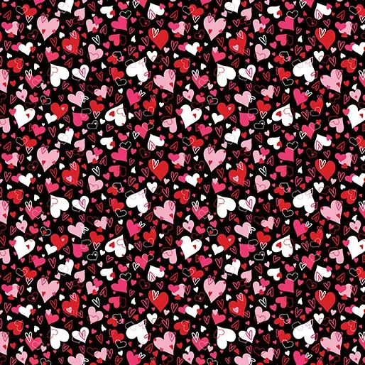 Whole Lotta Love by Benartex HEART TO HEART/BLACK