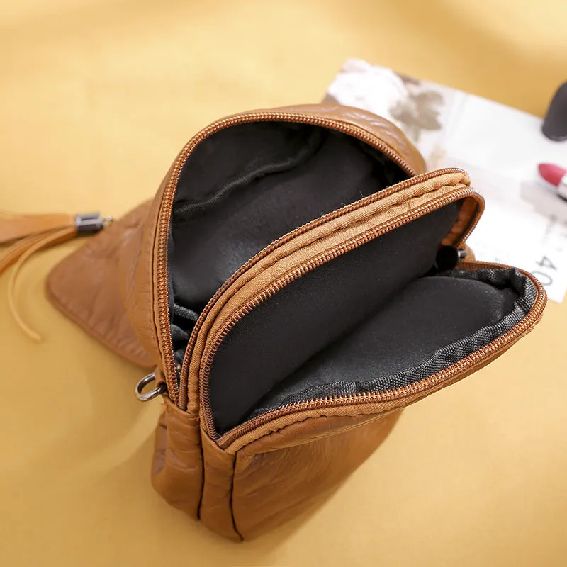 Women's Retro Soft Leather Textured Fashion Large Shoulder Bags