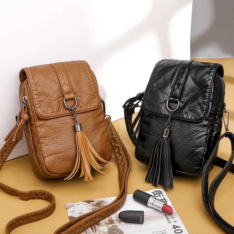Women's Retro Soft Leather Textured Fashion Large Shoulder Bags