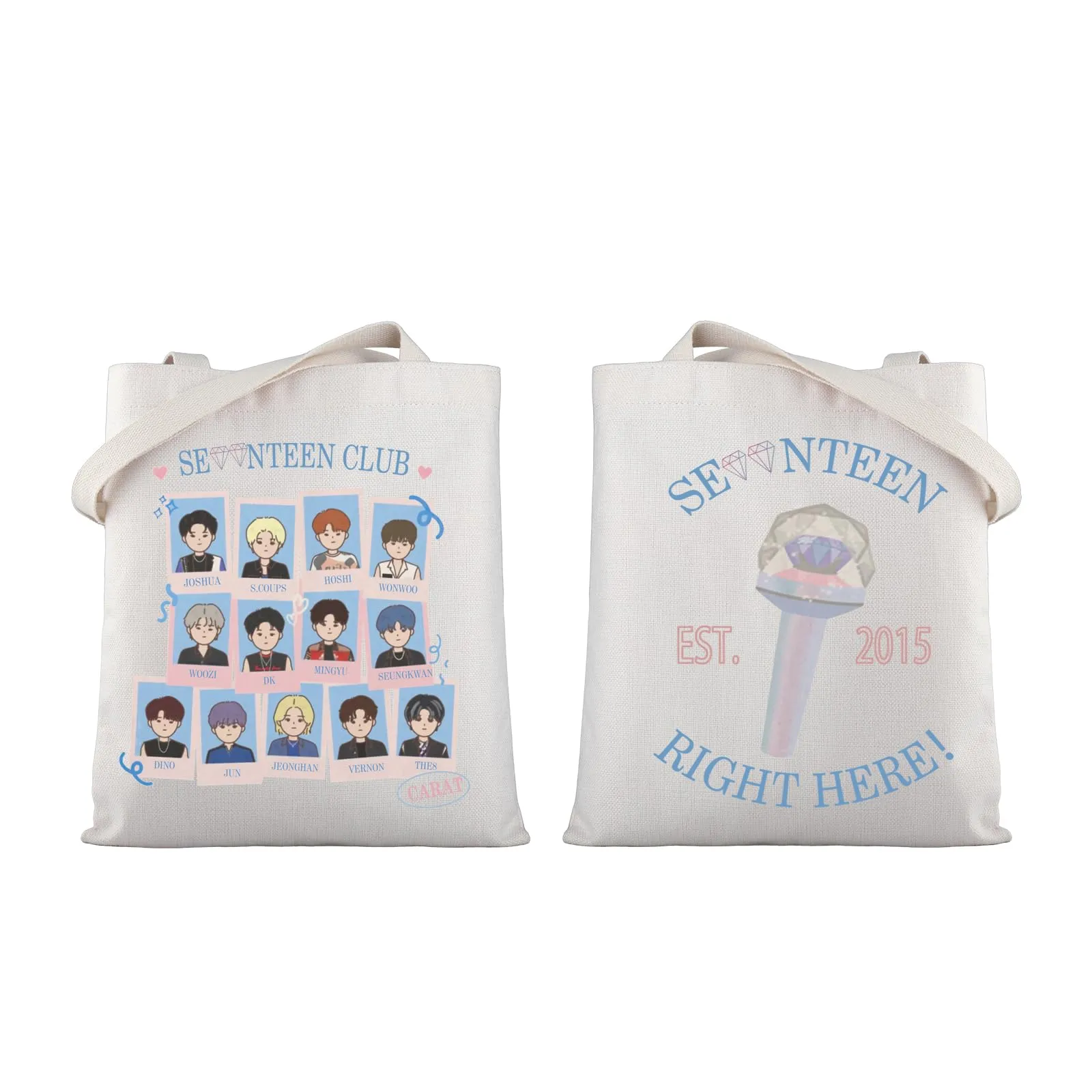 WSNANG Korean Band 17 Gift 17 Canvas Tote Bag K-POP Music Lover Gift K Pop Shoulder Bag Kpop Group Merch.