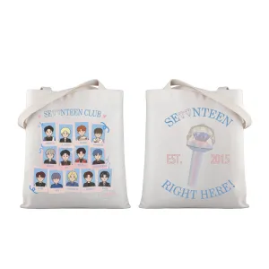 WSNANG Korean Band 17 Gift 17 Canvas Tote Bag K-POP Music Lover Gift K Pop Shoulder Bag Kpop Group Merch.