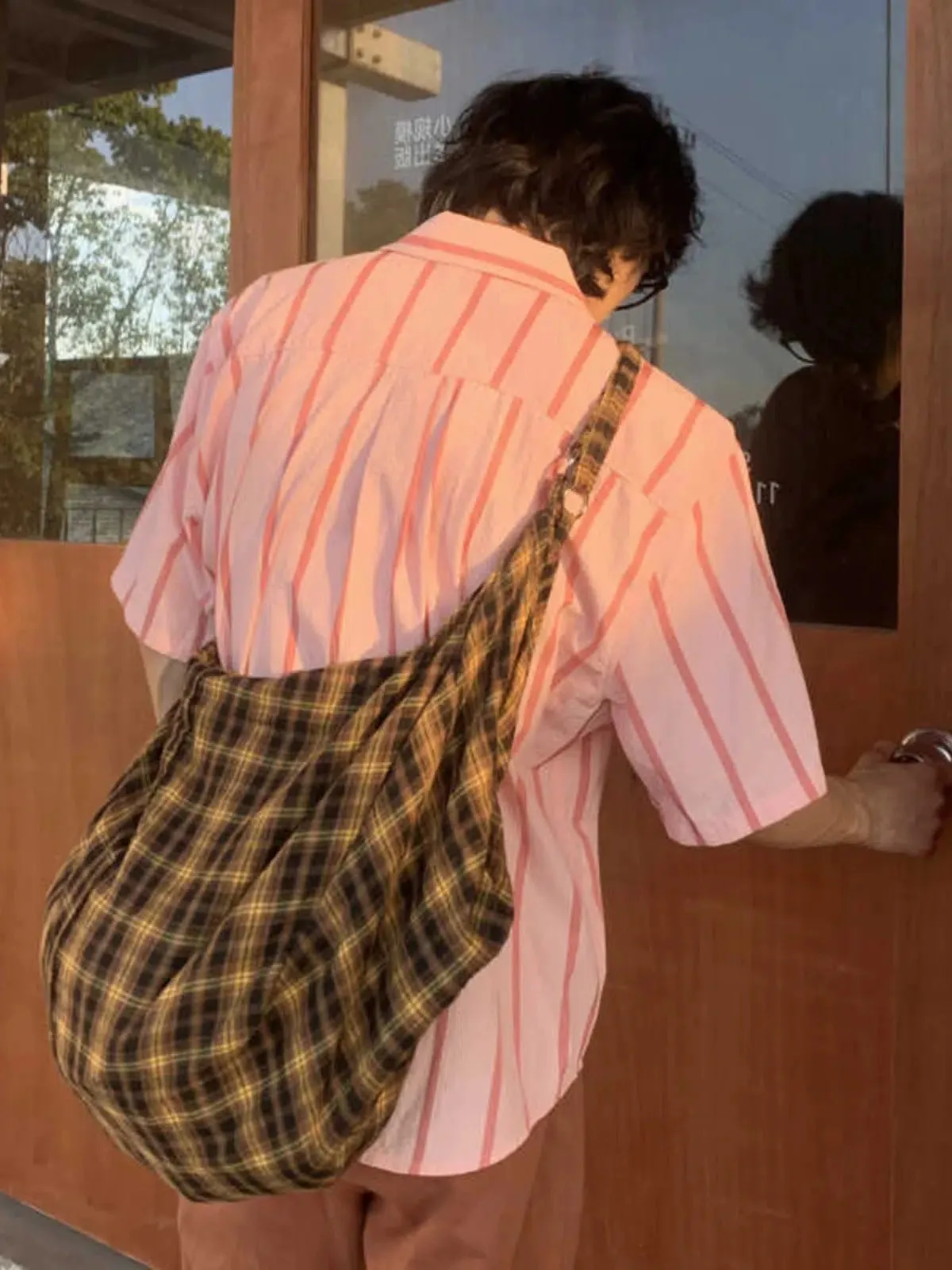 Yellow Check Canvas Bag