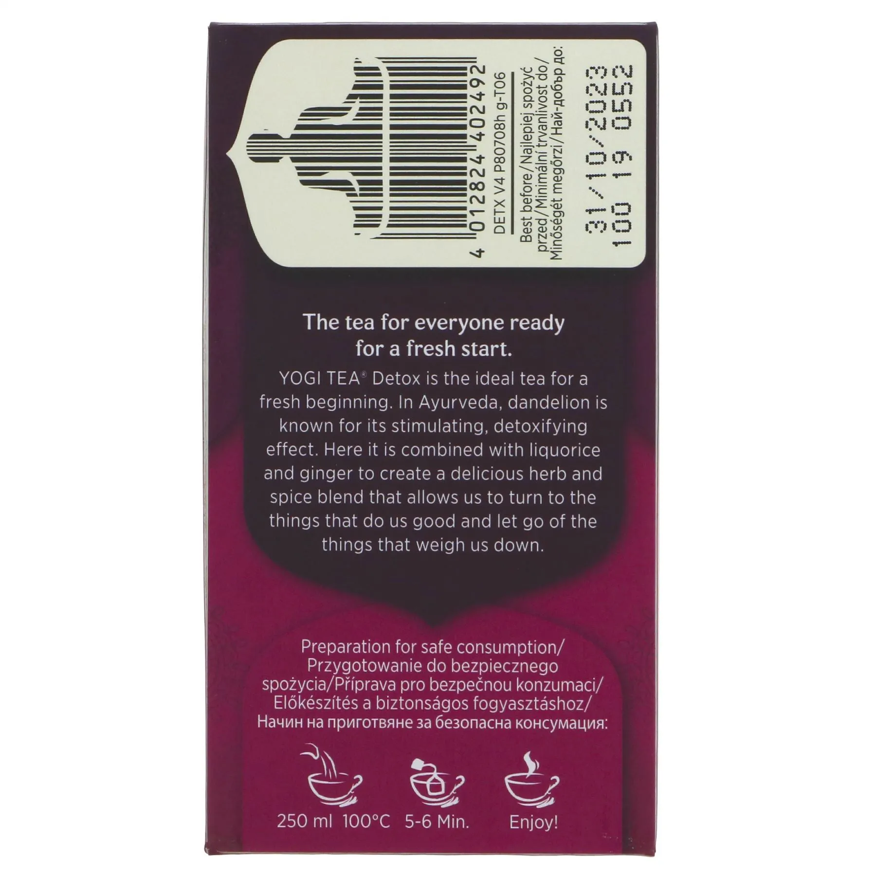 Yogi Tea | Detox - Liquorice, Dandelion, Cinnamon | 17 bags